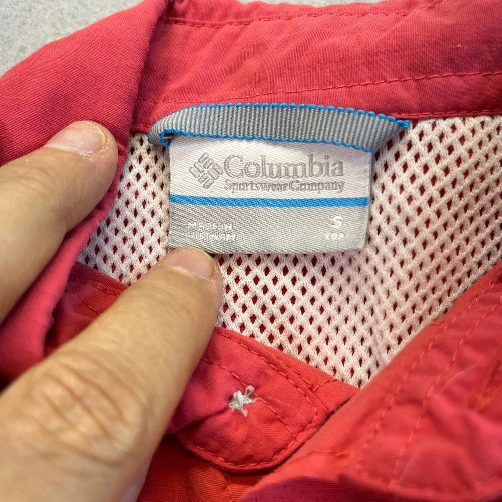 Columbia PFG Fishing Shirt Boys Sm 8 Coral Long Sleeve Roll Tab Omni-Shade READ
